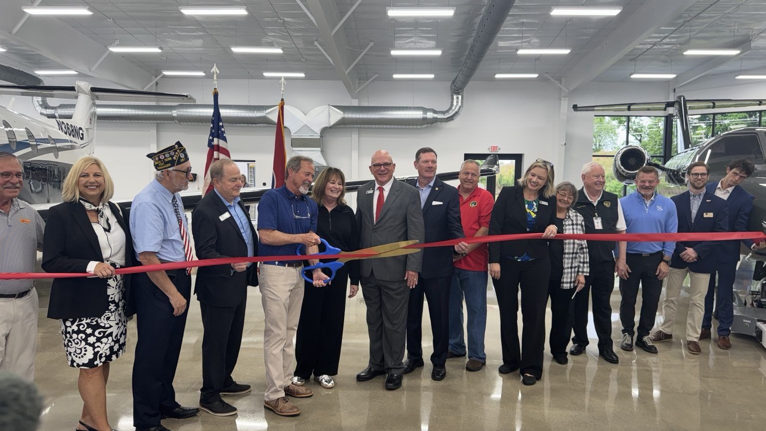 Ribbon cutting at the Collegedale airport