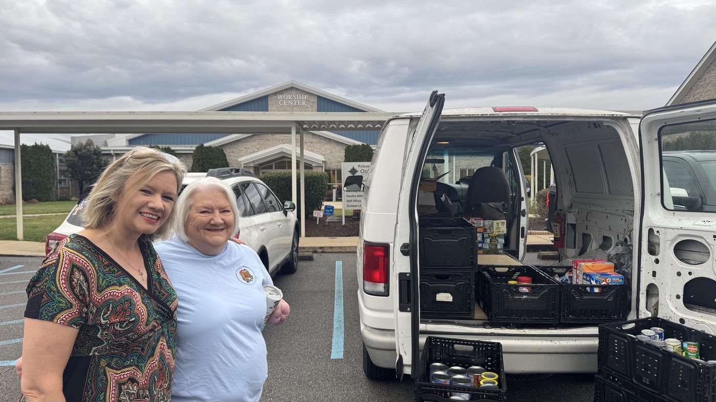 Loading donations for a local food drive
