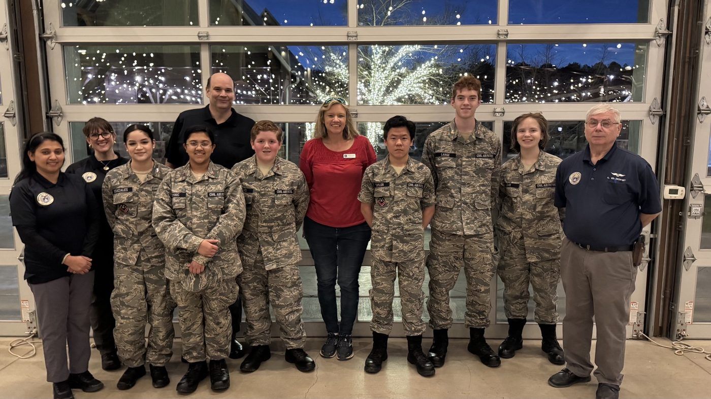 With Civil Air Patrol cadets