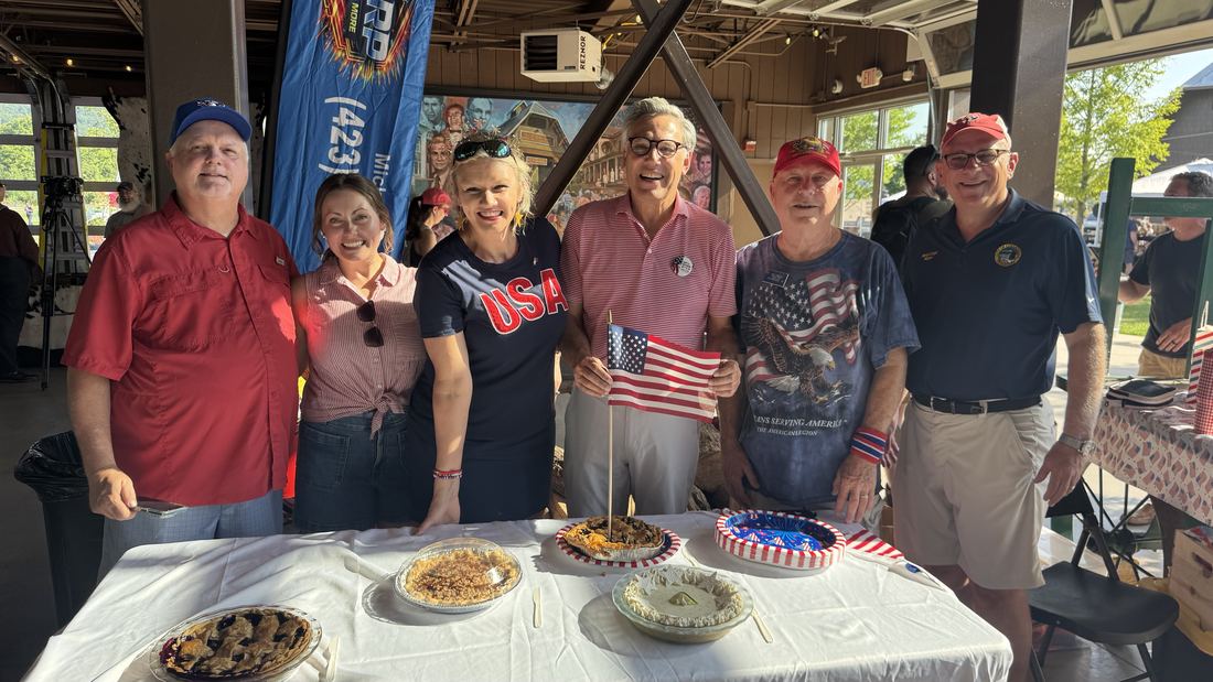 Pie-judging duty at the city's Independence Day celebration — somebody has to